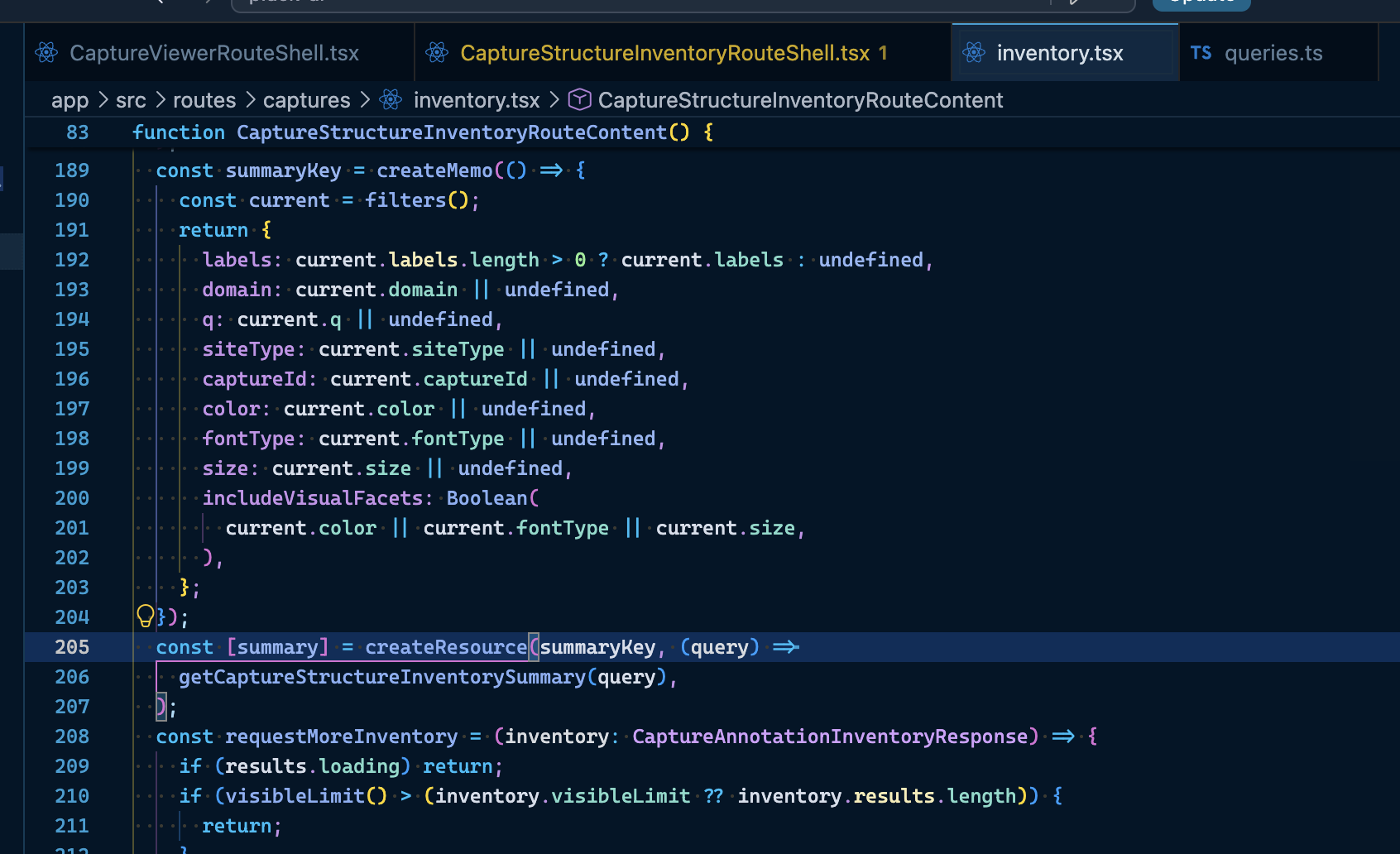 Route topology missing createResource and server-handler data-source nodes