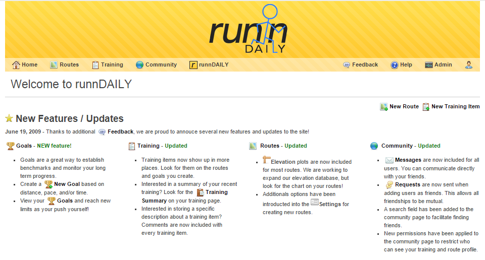 runnDAILY main page